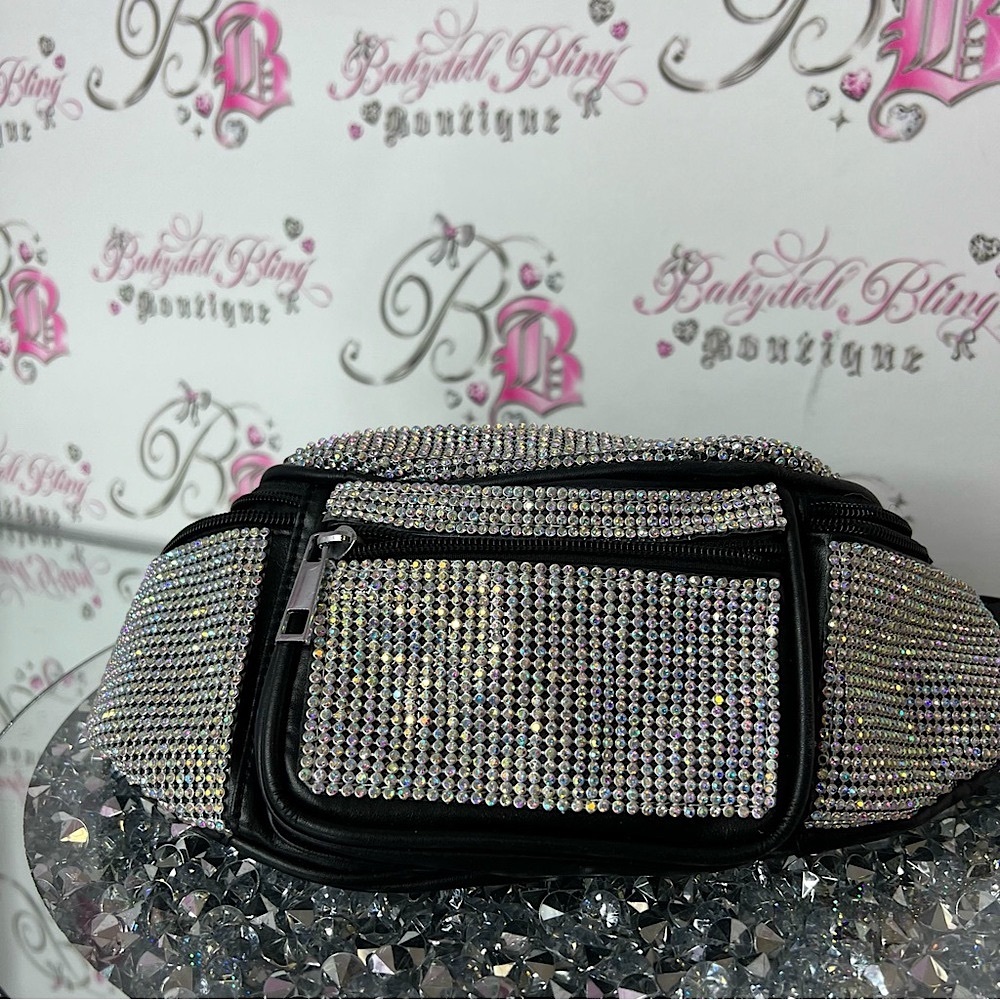 Doll kill Fanny bum bag bling tour diamond Rhinestone Embellished Black Bag